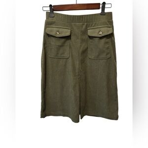 Halara Aura Cord Cloud Olive Green Midi Pencil Skirt Sz S Knee Length Pockets